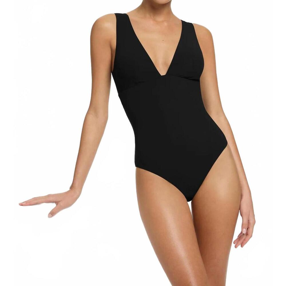 NEW JETS plunge one-piece swimsuit in black